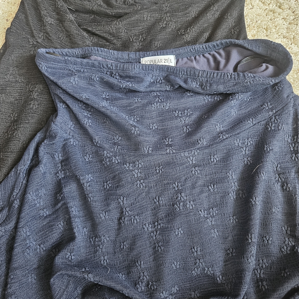 Women's Navy Textured Knit Sweater